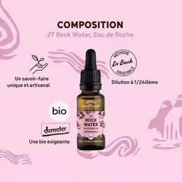 Biofloral Fleur De Bach 27 Rock Water Eau De Roche Compte Gouttes Bio 20 ml