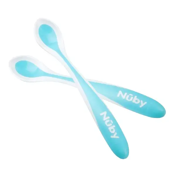Nuby Cuillères Thermosensibles Turquoise 4 mois Lot de 2