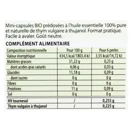 Pranarom Perles d'Huile Essentielle Thym Vulgaire à Thujanol Bio 60 unités