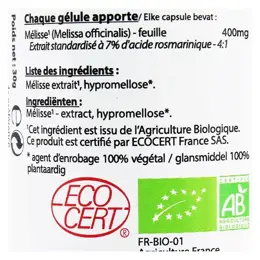 Vit'all+ Mélisse 400mg Bio 60 gélules végétales