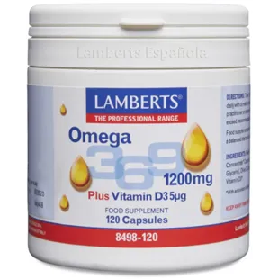 Lamberts Omega 3,6,9 1200mg plus Vitamin D3 120 Capsules
