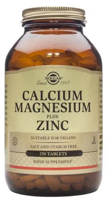 Solgar Calcium, Magnésium et Zinc 250 Comprimés