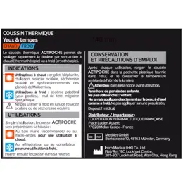 Actipoche Coussin Thermique Mal de Tête Masque Yeux et Tempes Gel