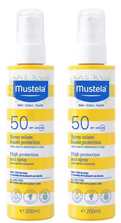 Mustela Zonnespray SPF50 Baby&#39;s en Kinderen 2x200 ml