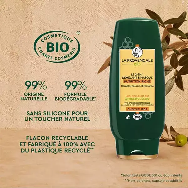 La Provençale Nutrition Riche L'Après-Shampoing 2-en-1 Démêlant et Masque Bio 200ml