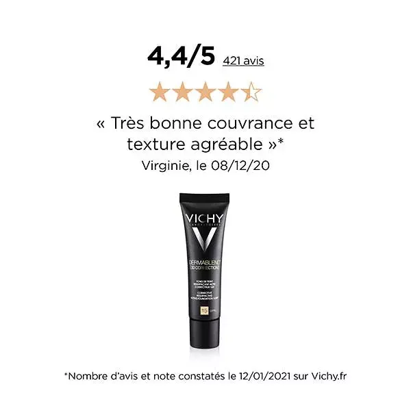 Vichy Dermablend 3D Correction Base de Maquillaje Rejuvenecedora -15 Tono Ópalo 30ml
