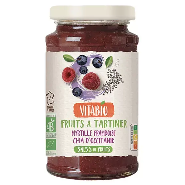 Vitabio Fruits à Tartiner au Chia Myrtille Framboise Bio 290g