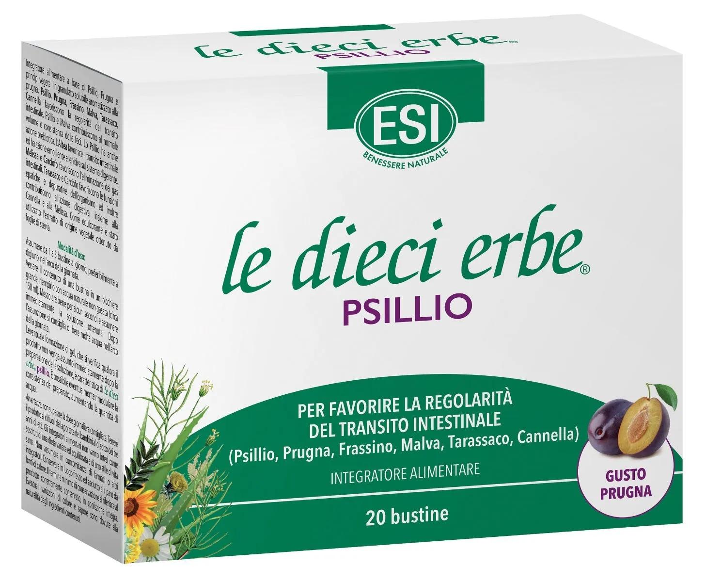 Esi Le Dieci Erbe Psillio Integratore Per La Regolarità Intestinale 20 Bustine