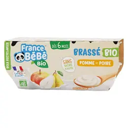 France Bébé Nutrition Brassés Yaourt Pomme Poire Bio 4 x 100g