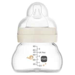 MAM Feel Good Glass Baby Bottle Extra Slow Flow Neutral Glossy 0m 90ml