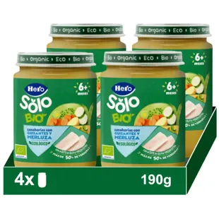 Hero Solo Jar Carrots, Peas and Hake ECO +6m 4x190 gr