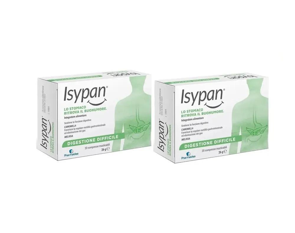 Isypan Digestione Difficile Per La Pesantezza di Stomaco e il Gonfiore BIPACCO 20 Compresse Masticabili