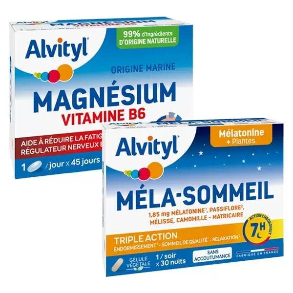 Alvityl Sérénité Magnésium Vitamine B6 45 comprimés + Méla-Sommeil 30 gélules