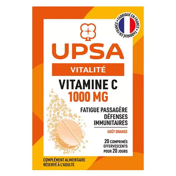 UPSA Lot Promo Vitamine C 1000mg 2 x 20 comprimés effervescents
