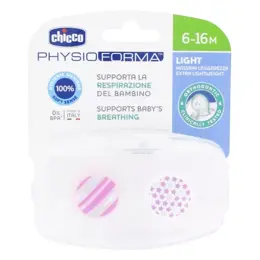 Chicco Physio Light Sucette Silicone +6m Rose Lot de 2