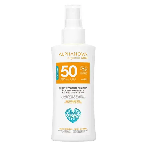 Alphanova Sun Organic Hypoallergenic Spray Travel Format SPF 50 90ml
