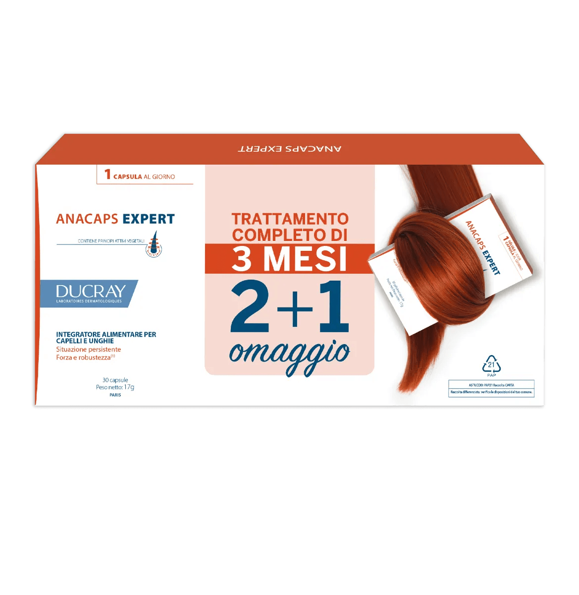 Ducray Anacaps Expert Trio Integratore Per Capelli e Unghie PROMO 3X30 Capsule