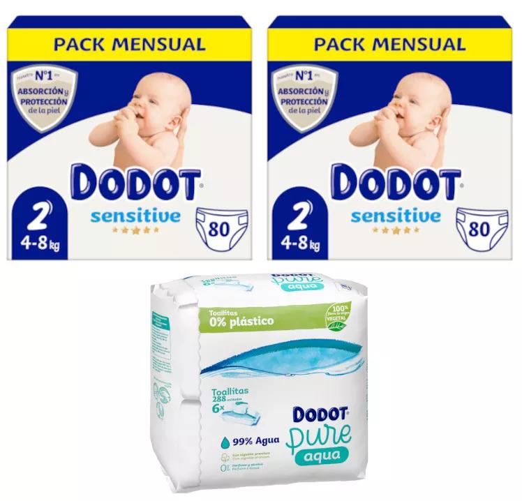 Dodot Sensitive Newborn Diapers Size 1 2x 80 units + Aquapure