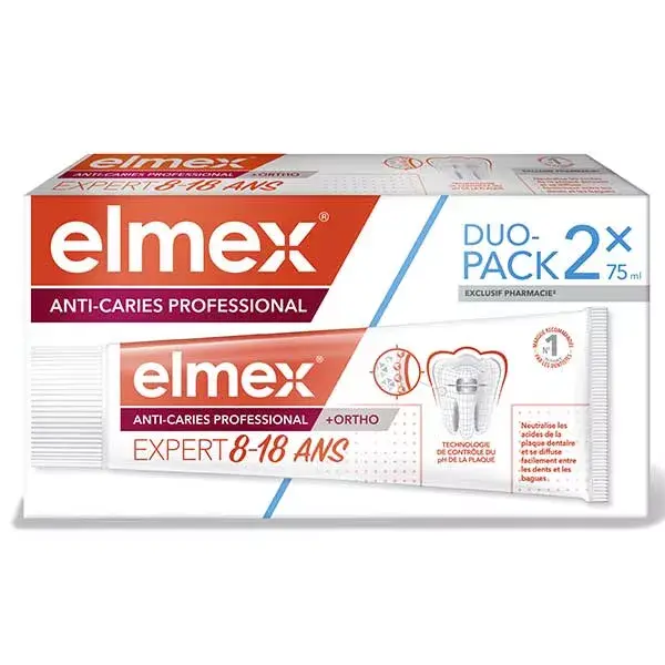 Elmex Anti-Caries Expert 8-18 ans Lot de 2 x 75ml