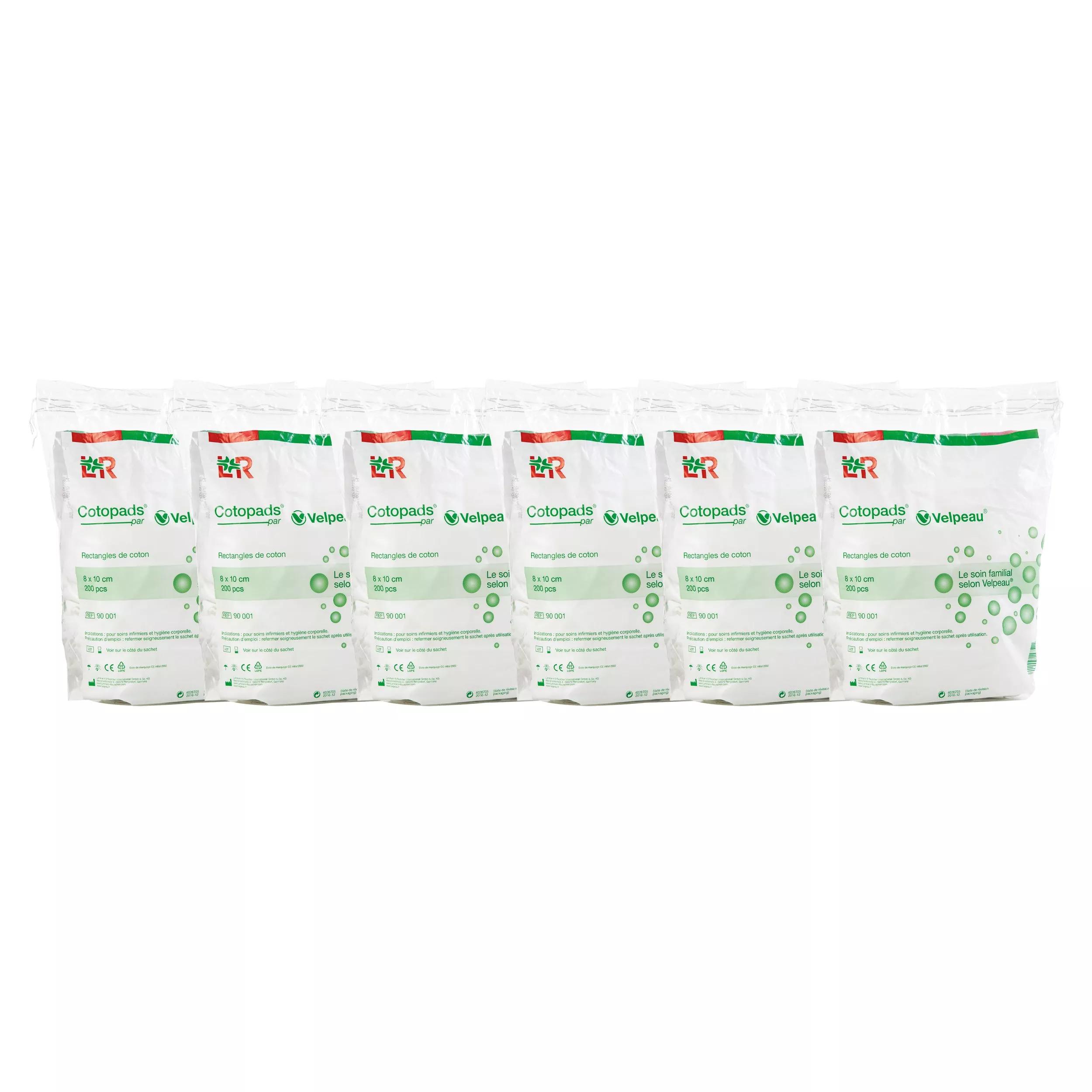 Velpeau Cotopads Rettangoli di  cotone Non Sterile  8x10cm - 100% cotone Lotto di 6 x 200 unità