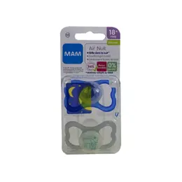 MAM Sucette Air Nuit Silicone +18m Lot de 2 Renard et Cerf + Boîte de Stérilisation