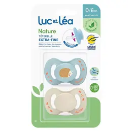 Luc et Léa Sucette Nature Anatomique 0-6m Hérisson Lot de 2