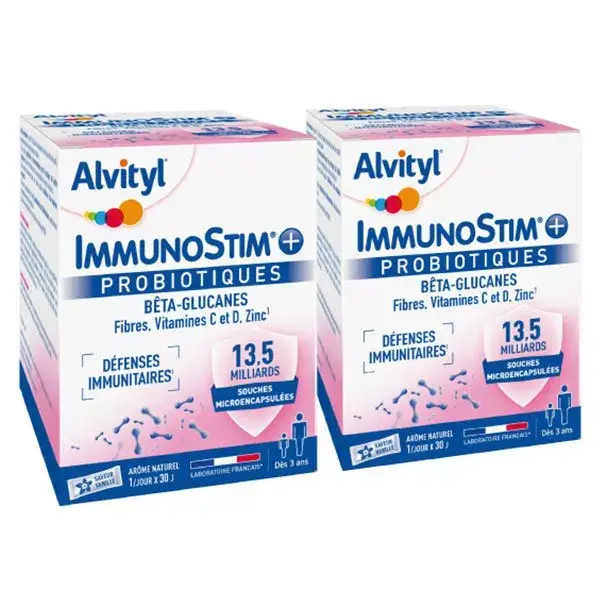 Alvityl ImmunoStim+ Probiotiques Défenses Immunitaires dès 3 ans Lot de 2x30 sticks