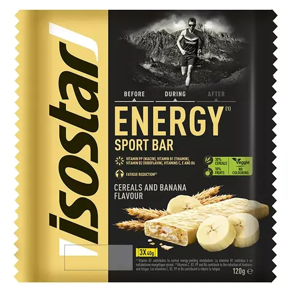 Isostar Energy Sport Barre Énergétique Banane 3 unités
