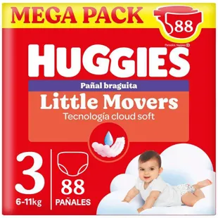 Huggies Little Movers Pañales Braguita Disney Talla 3 (6-11 Kg) 88 Uds