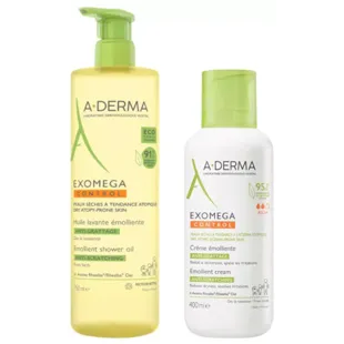 A-Derma Exomega Huile Nettoyante 750 ml + Crème Emolliente 400 ml