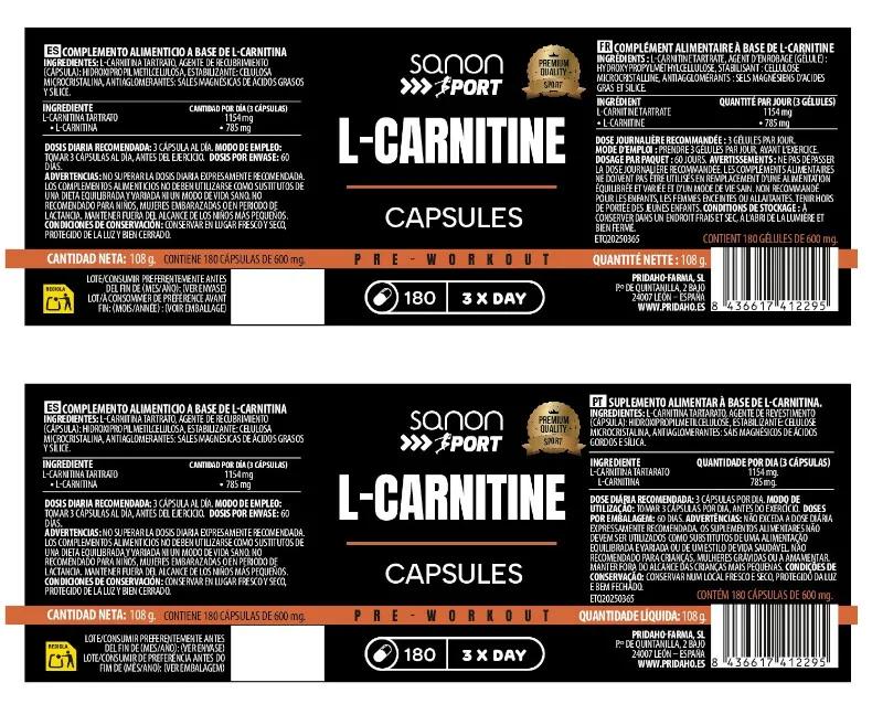 Sanon Sport L-Carnitina 180 Cpsulas  Comprar | Atida