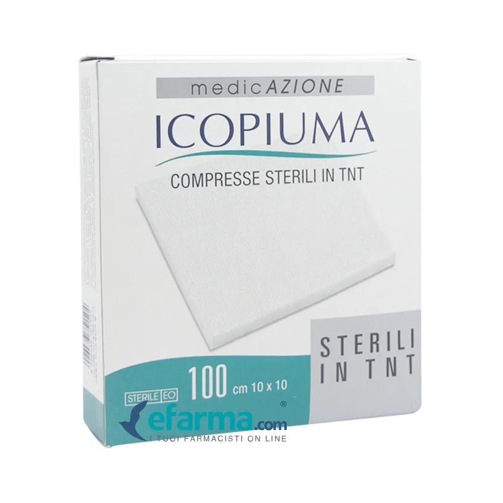 Icopiuma Compresse Adesive di Garza Sterili in TNT 10x10 cm 100 Pezzi