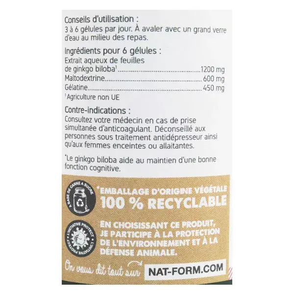 NAT & Form ginger 200 capsules