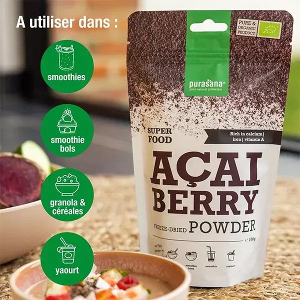 Purasana Acai Berries Organic Powder 100g