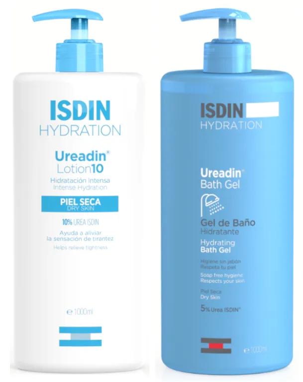 Isdin Ureadin Lotion 10 Crème Peau Sèche 1 L + Gel de Bain Hydratant Syndet 1 L