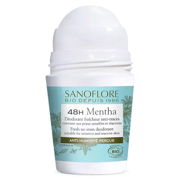 Sanoflore Deodorant Freshness Anti-Traces Mentha Roll-On 48h Organic Lot of 2 x 50ml