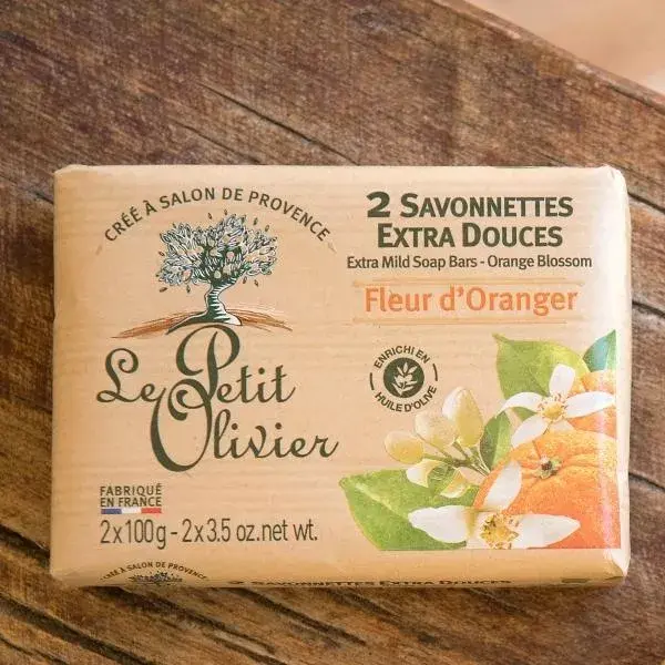 Le Petit Olivier - 2 Savonnettes Extra Douces - Fleur d'Oranger 2 x 100g