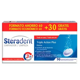 Steradent Active Plus 60 + 30 Pastillas Limpiadoras de Regalo