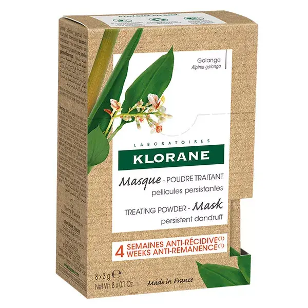Klorane Galanga Masque-Poudre Traitant Antipelliculaire Pellicules Persistantes 8 unités