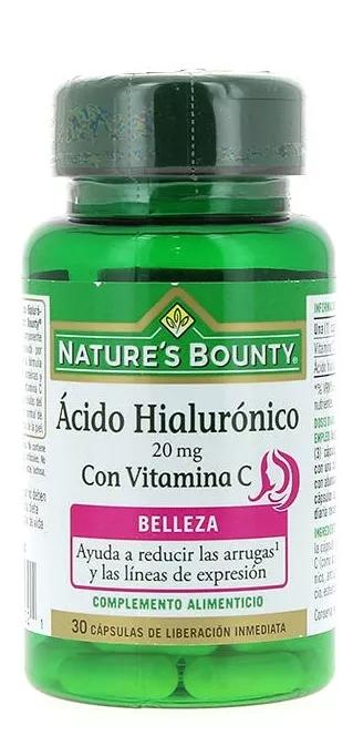 Nature's Bounty Ácido Hialurónico com Vitamina C 20 mg 30 Cápsulas