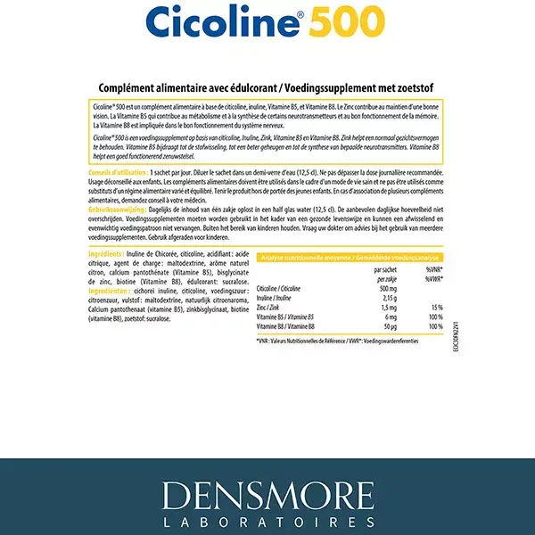 Densmore Cicoline 500 - Mémoire et Vision - Cure 1 mois