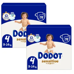 Couches Dodot Sensitive T4 (9-14 kg) 2x70 unités
