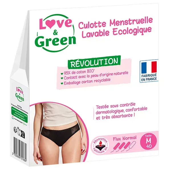 Love & Green Culotte Menstruelle Lavable Ecologique Taille 40 Flux Normal