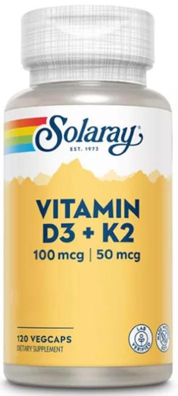 Solaray Vitamina D3 & K2 120 Cápsulas Vegetales