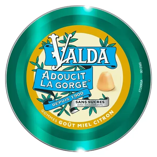 Valda Gommes Adoucit la gorge Sans Sucres Goût Miel Citron 140g