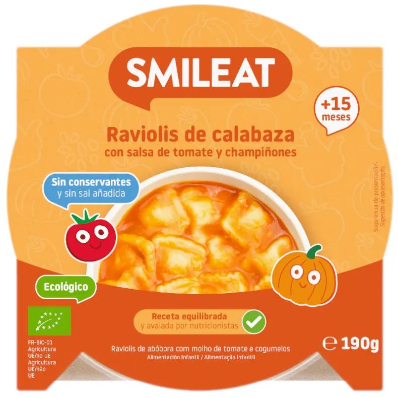 Smileat Raviolis de Abóbora com Molho de Tomate Bio, 190g, +15 Meses