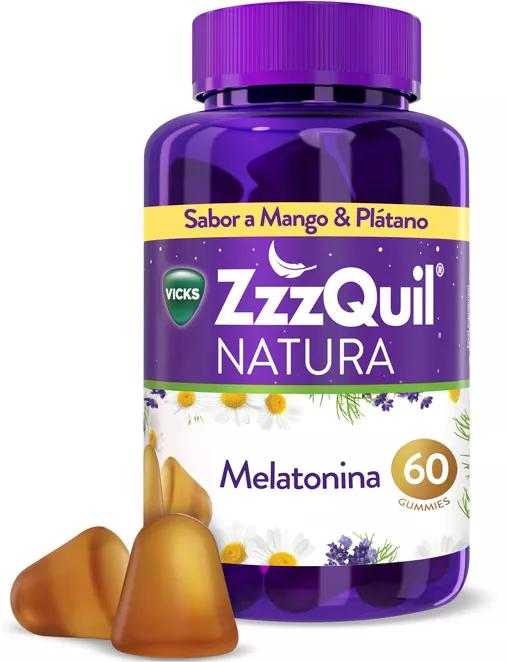 ZzzQuil NATURA Melatonina Sabor Manga e Banana 60 Gummies