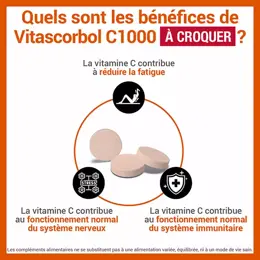 Vitascorbol C1000 Fatigue et Système Immunitaire Goût Orange 20 comprimés à croquer