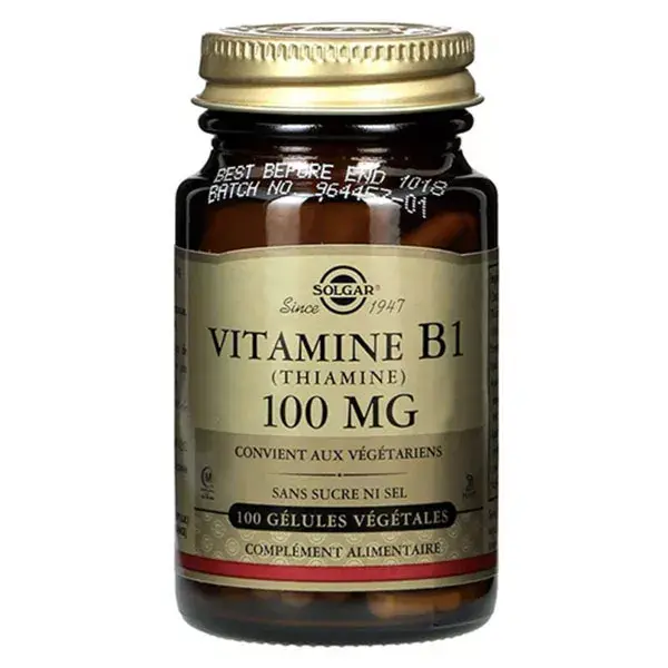 Solgar Vitamine B1 Thiamine 100mg 100 gélules végétales