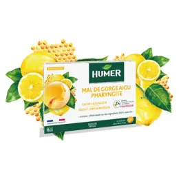 Humer Mal de Gorge Aigu Pharyngite Arôme Miel Citron dès 6 ans 20 pastilles